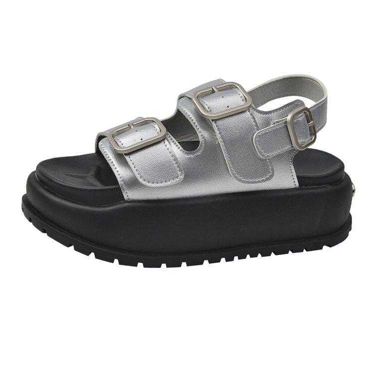 Platform sandals for women's outer wear 2025 summer new casual sandals with retro versatile student Roman shoes for women