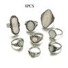 Vintage Rings, Silver Color, Coloured OPAL, Carved Stone, Bohemian Jewels for Women and Men