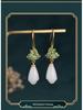 Chinese Magnolia Retro Jade-Style Enamel Earrings - Ideal Mother's Gift