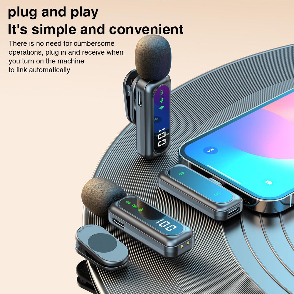 

2 Pack Wireless Lavalier Microphone with Magnetic Clip Mini Mic Plug and Play Wireless Mic for Android iPhone Live Broadcast CHINA