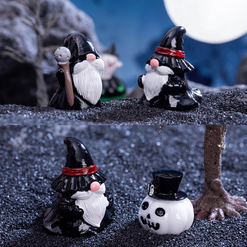 1Pc Wizard Ghost Pumpkin House Figurines Resin Ornaments Halloween Decorations Micro Landscape Ornament Diy Desktop Decor