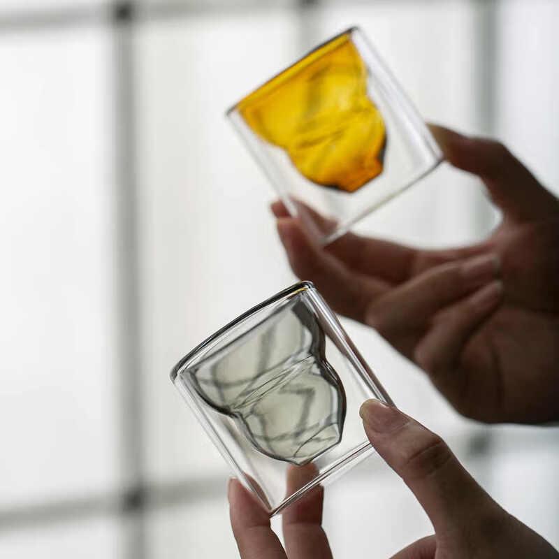 Japanese Hammered Crystal Borosilicate Glass Tea Cups (5-piece set)