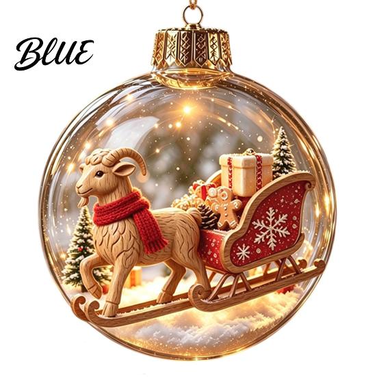 Reusable Plastic Baubles Glowing Christmas Story Ornament Light‑Up Mini Holiday Scene Hanging Ball with Warm Gift Embellishments LED Light,