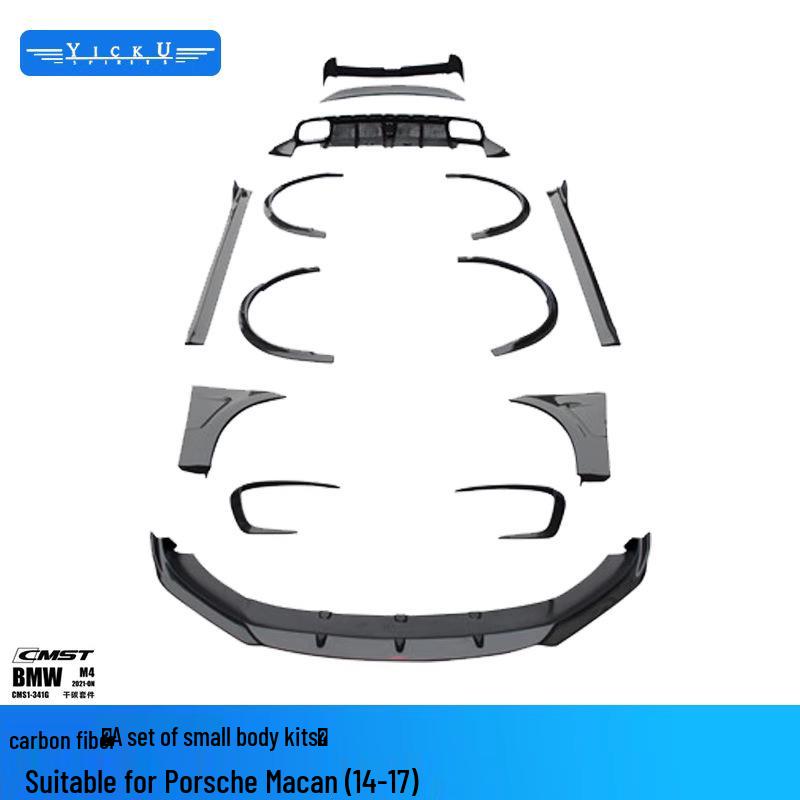 Compatible with Porsche Macan 14-17 CMST Carbon Fiber Body Kit: Front and Rear Lips, Tail Wing, Fender.
