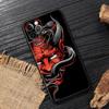Japan Oni Samurai Yokai Mask Dragon Art Black Cover For Apple iPhone 15 13 14 12 11 Pro Max Mini XS 6 7 8 Plus Cases Soft Fundas