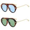 Retro Aviator Round Sunglasses for Women Men Trendy Oversized Vintage Metal Sun Glasses INS Popular Ladies Beach Shades UV400