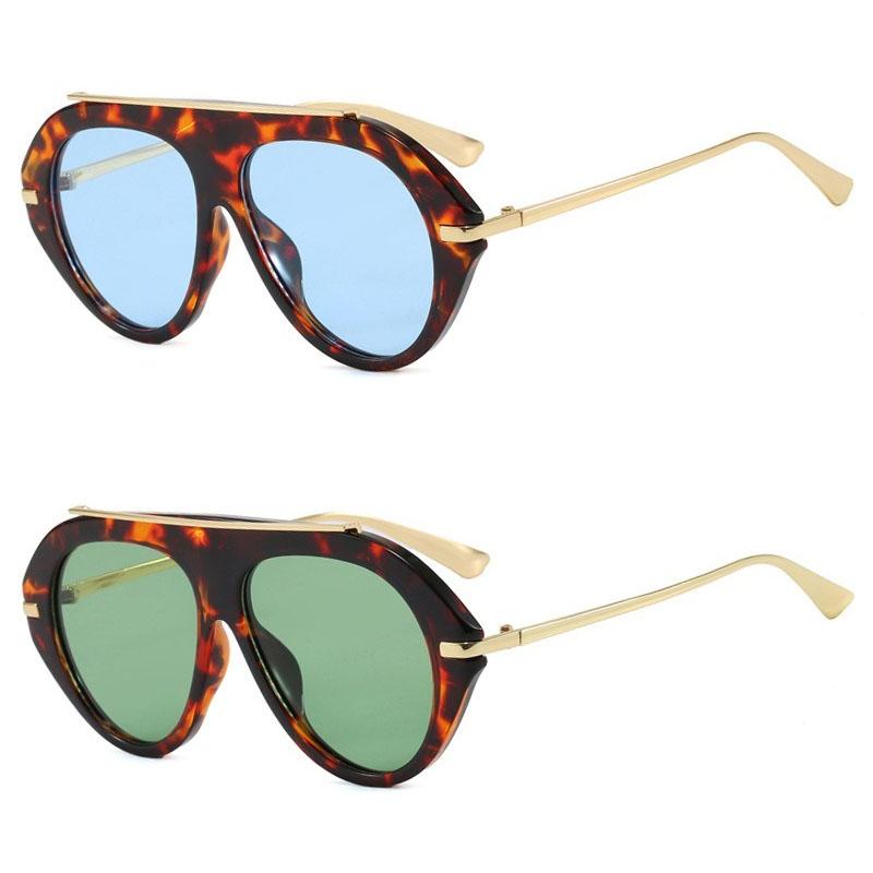 Retro Aviator Round Sunglasses for Women Men Trendy Oversized Vintage Metal Sun Glasses INS Popular Ladies Beach Shades UV400
