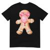 Gingerbread Blowing Bubble Gum Pink Sunglasses Christmas T-Shirt
