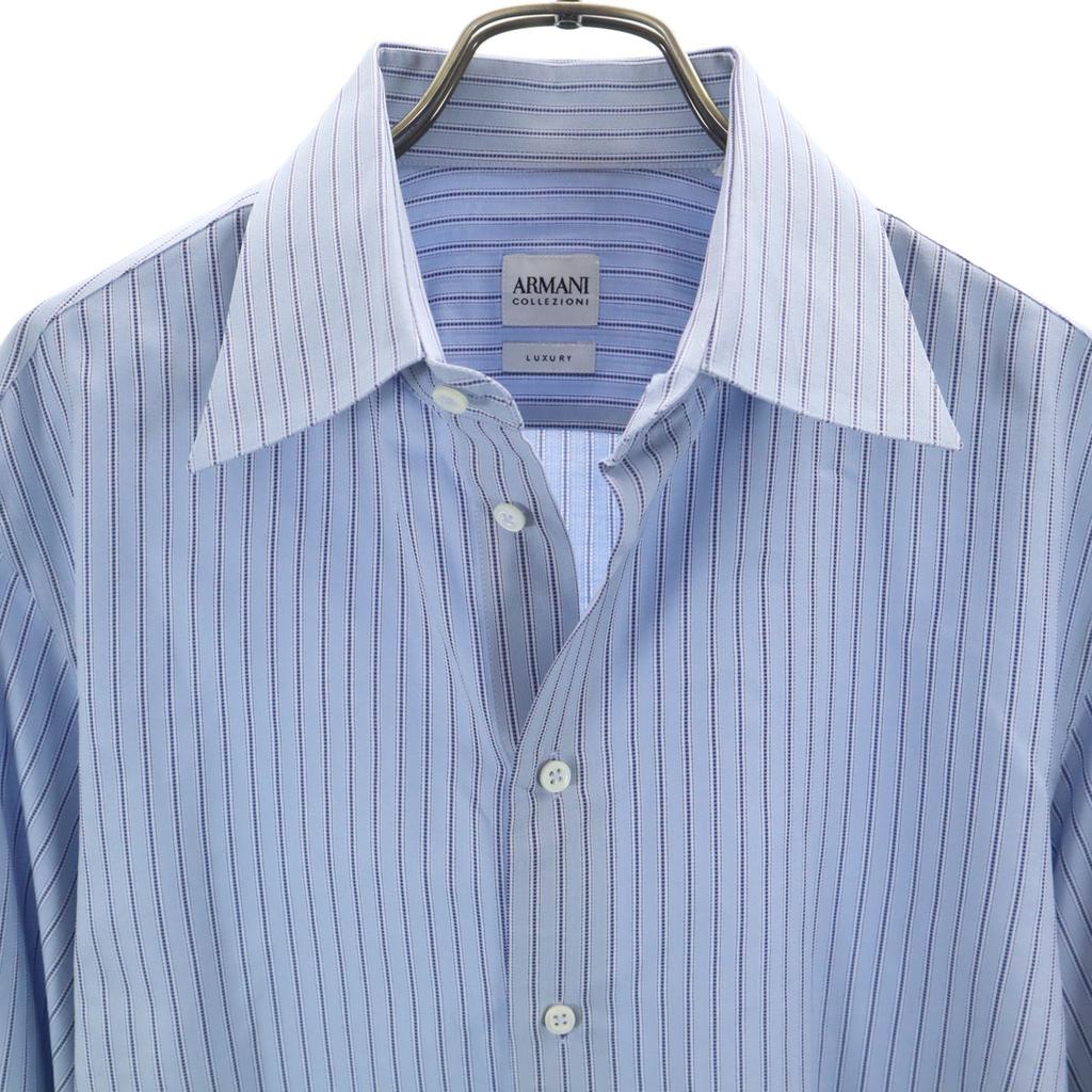 Armani Collezioni Long Sleeve Cotton Shirt 40 Blue Men's Used