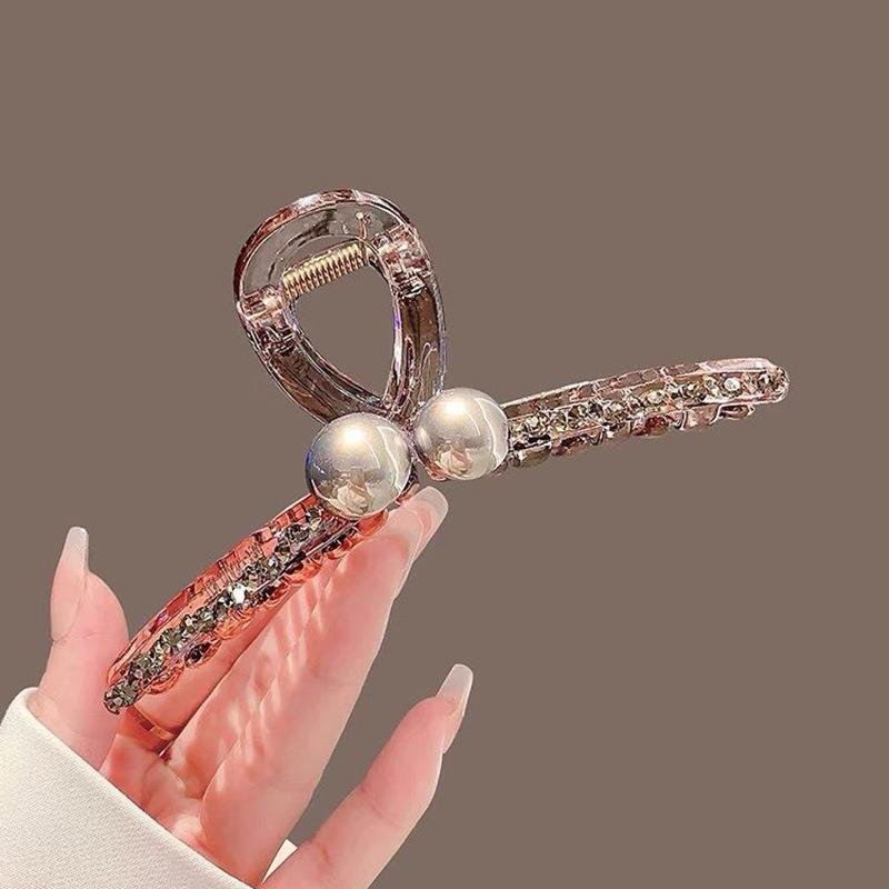 Light Luxury  High-end Sense of Flower  Pearl  Rhinestone  Clip  Female Back Head  Hair Clip  Large Hairpin  Headdress  Hairpin