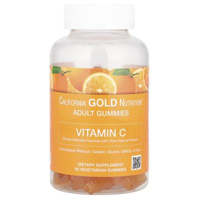 Vitamin C-Gummibärchen, natürlicher Orangengeschmack, gelatinefrei, 90 Gummibärchen