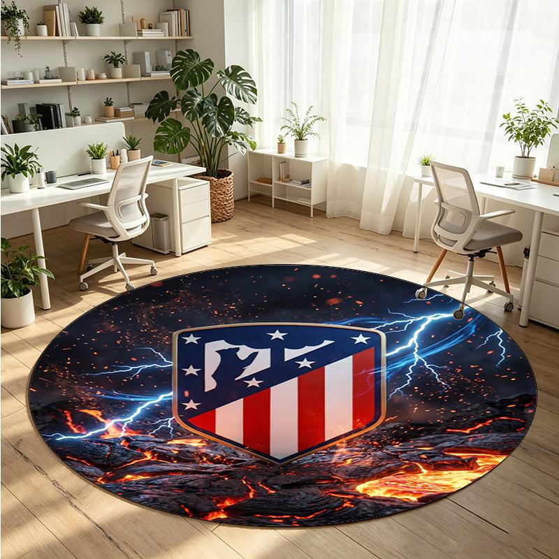 Atletico Madrid Printed Round Crystal Velvet Rug Soft Non Slip Floor Carpet For Bedroom Holiday Gift