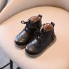 Autumn Winter Children Boots Boys Girls Short Boots Toddler Fashion Leather Shoes England Soft Bottom Boots E08142