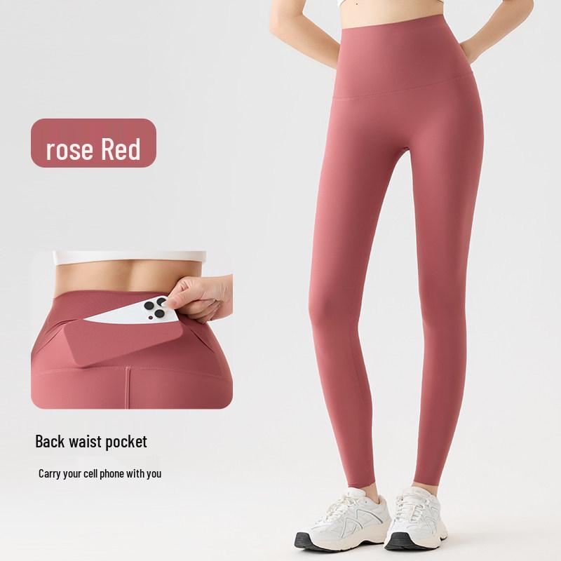 Spring 2026 Slim Fit Yoga Pants: Abdominal and Hip Support, Back Waist Pocket, Solid Color, Outdoor Wear, Tight-Fitting, Thin Style, New Arrival.