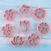 8pcs Flower Shaped Cookie Mould Biscuit Fondant Embosser Stamp for Wedding Party Plastic Cake Decorating Baking Supplies