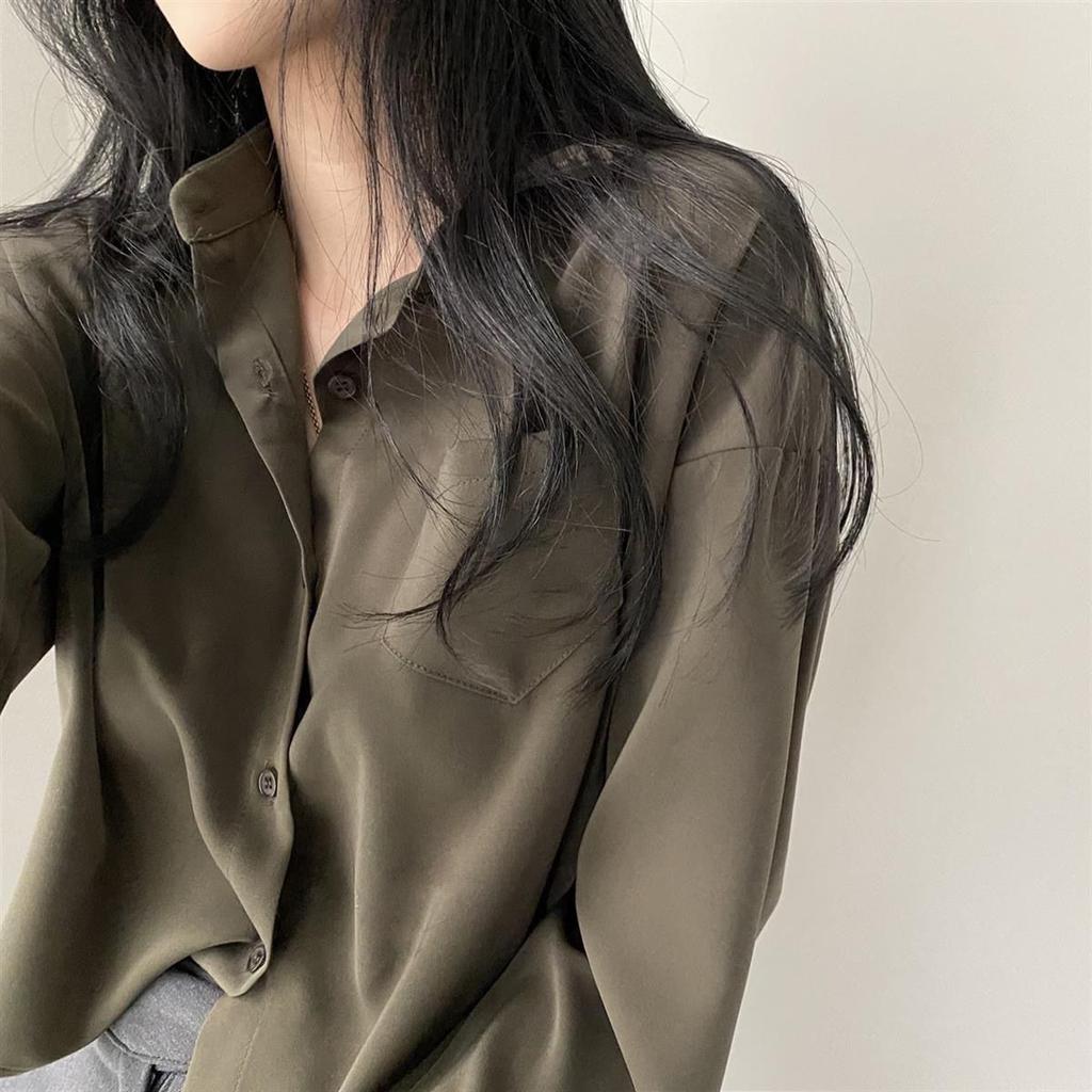 Simple Single Breasted Loose Casual Solid Long Sleeved Shirt And Blouse Office Lady Trend Short Top Simple Elegant White Clothes
