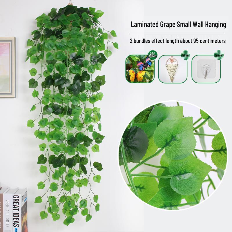 Artificial Pothos & Spider Plant Rattan Vine Wall Hanging for Indoor/Outdoor Decor