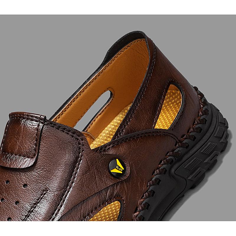 Handmade Summer Men's Sandals Leather Men's Shoes Casual Trekking Sneakers Outdoor Comfortable Breathable Travel Driving Shoes