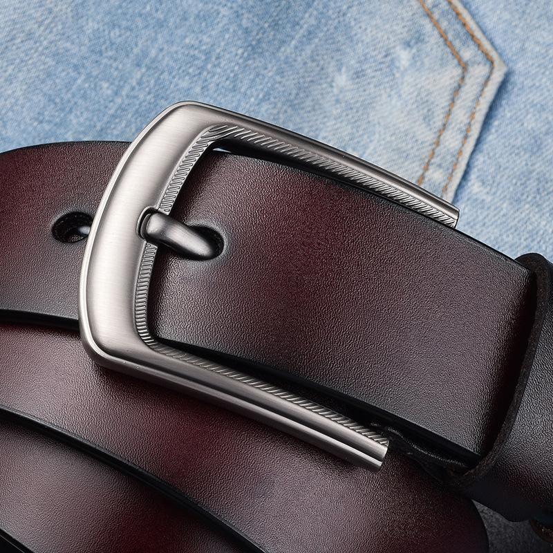 Men'S Leather Belt Retro Cowhide Belt Casual With Jeans Belt