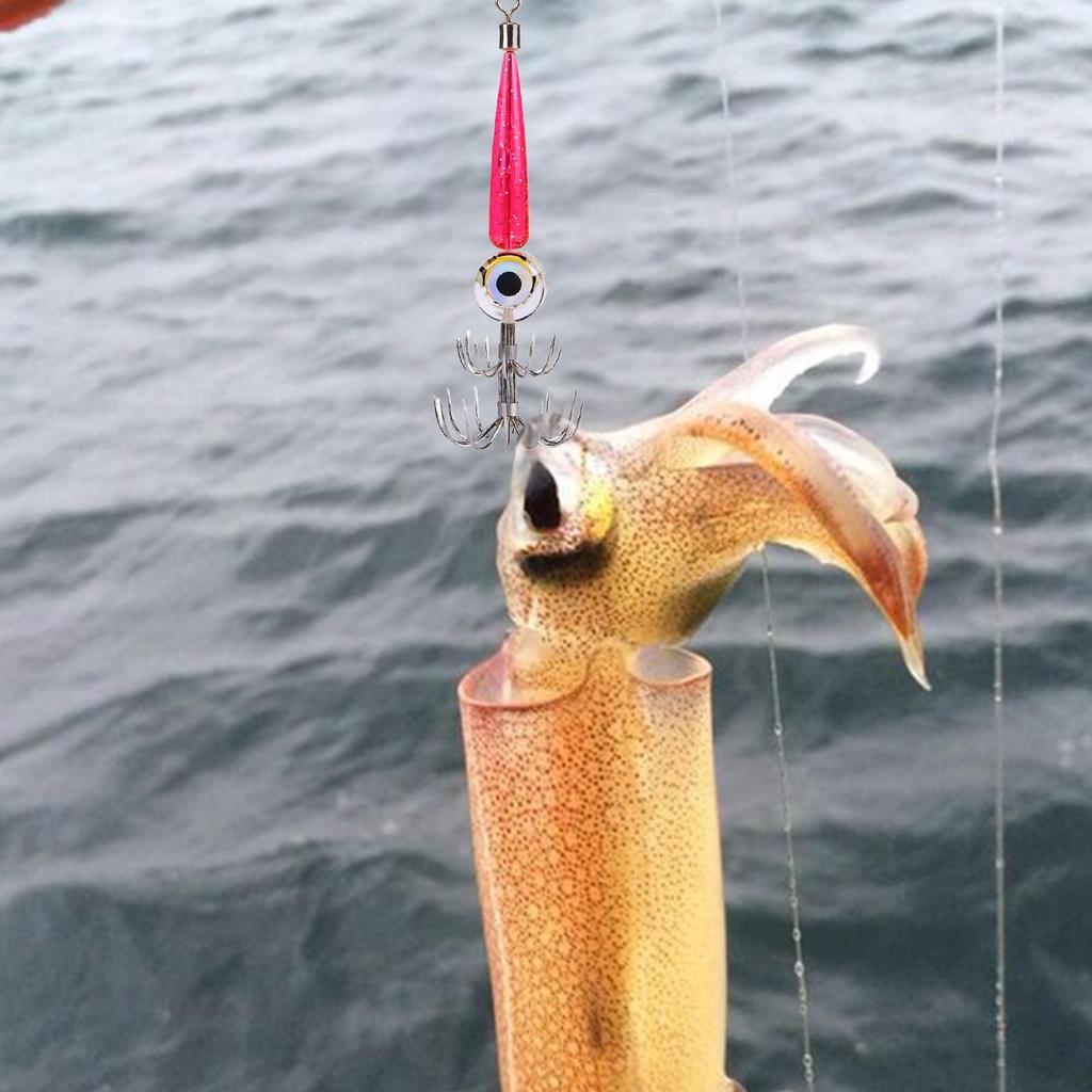 LED Waterproof Fishing Lure Light Squid Jigs Saltwater Glow Squid Hook Squid Jig Hook Kit Electronic Squid Lure Light Hook Kit
