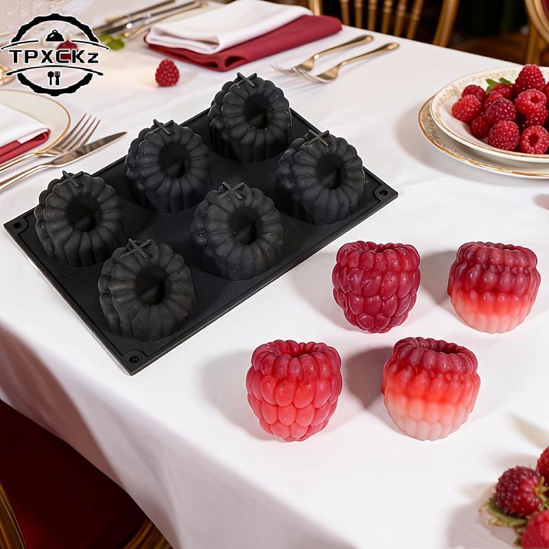 6 Cavity Raspberry Mousse Cake Baking Mold Fruit Shaped Dessert Silicone Mold For Chocolate Pudding Decorating Tools 1PC