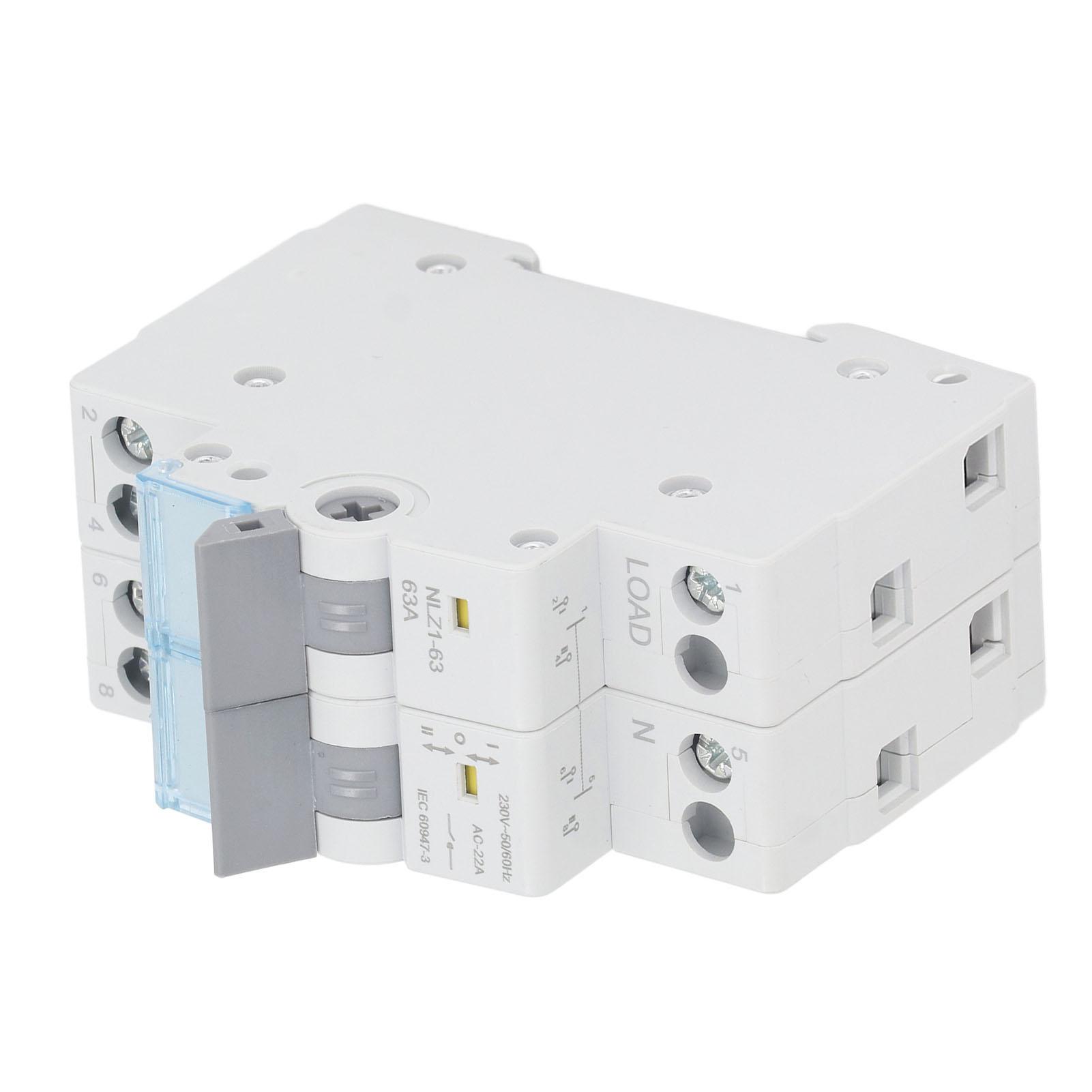 

230VAC 63A Dual Power Manual Transfer Switch 35mm DIN Rail Mount Single Side Interlock Circuit Breaker 2P