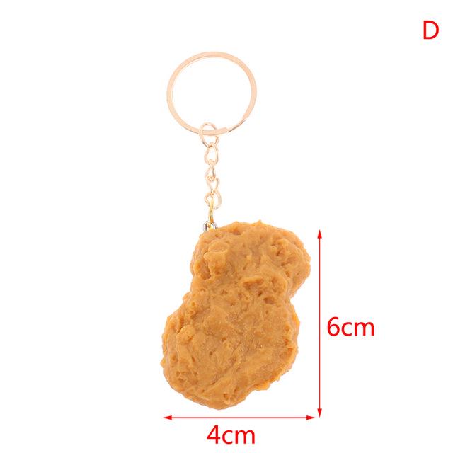 Food Model Keychain Set: Chicken Leg, French Fries, Chicken Wing