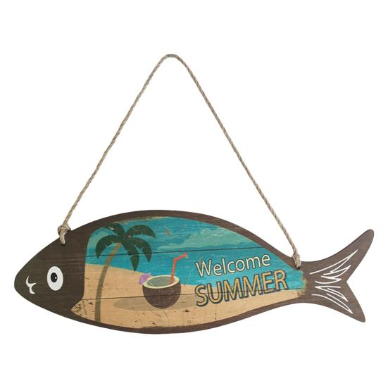 Unique Summer Hanging Sign Stylish Mediterranean Style Decorative Wall-mounted  Plate Ornament