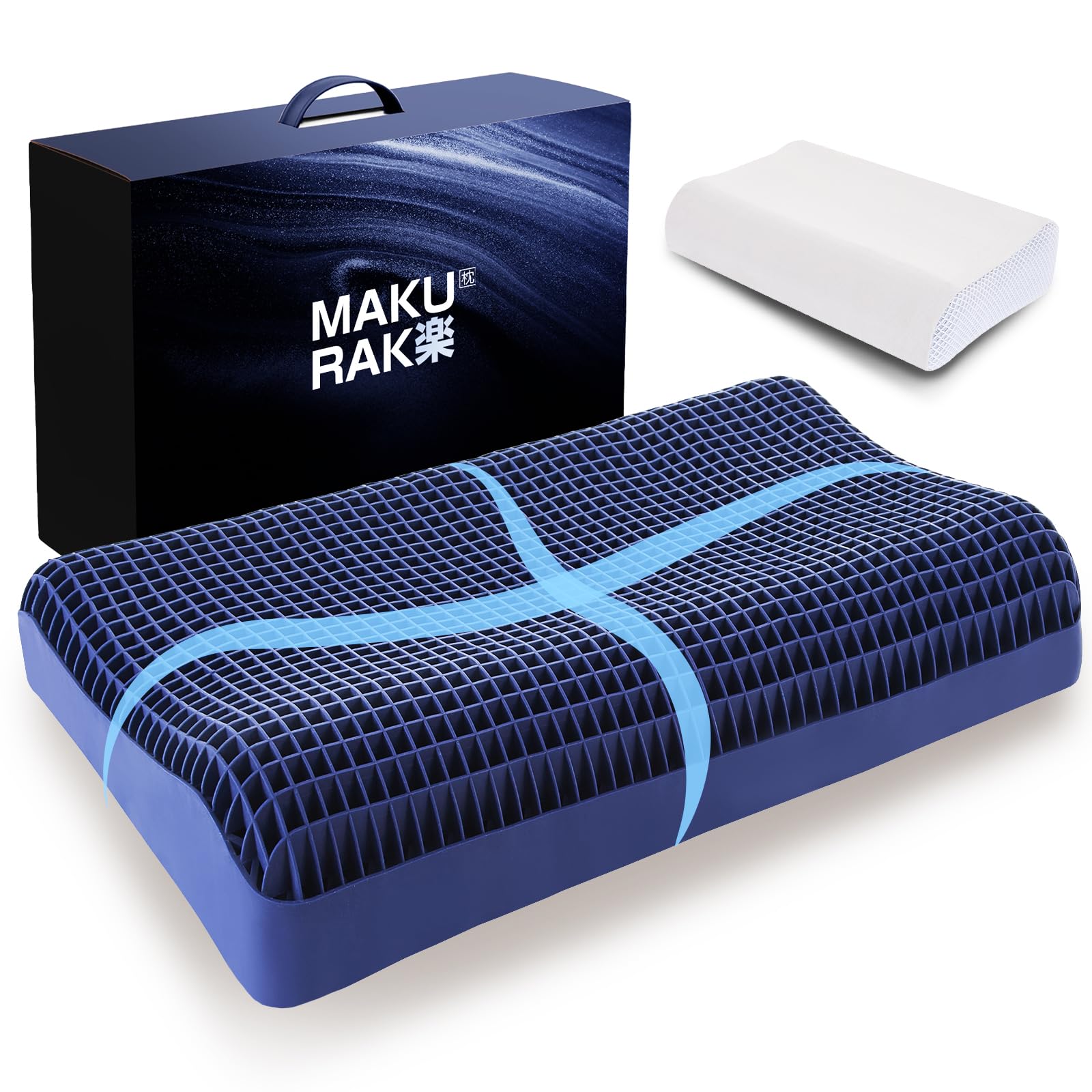 

Softime Gel Pillow, Neck Pain Relief Pillow [TPE + 2 Height Settings], Shoulder Pain Relief, Snoring Prevention Pillow, Cervical Pillow, Chiropractic