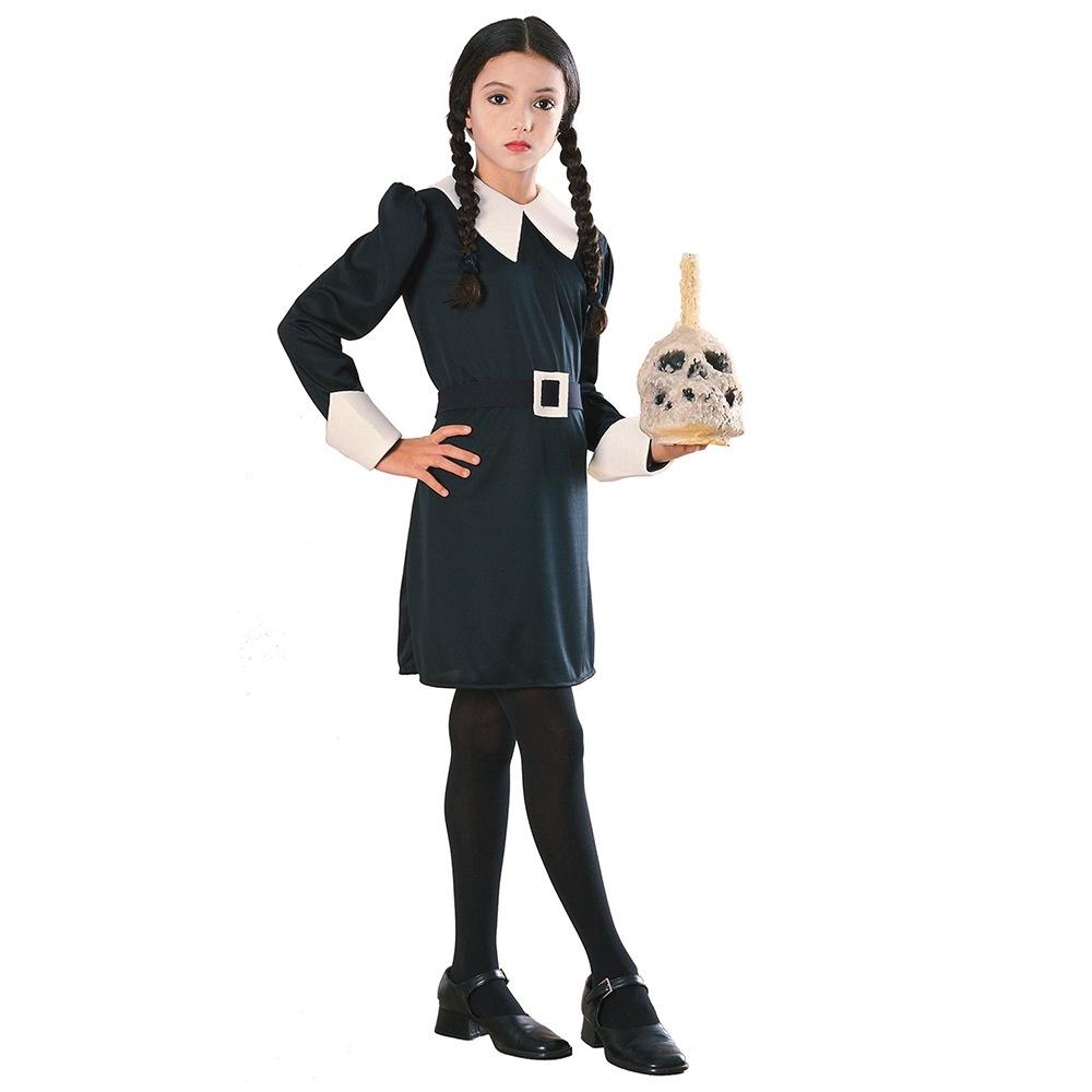 The Addams Family Wednesday Black Dress Goth Costume For Children Ages 3-12