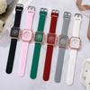 Student Women's Casual Quartz Watch with Square Face and Silicone Strap