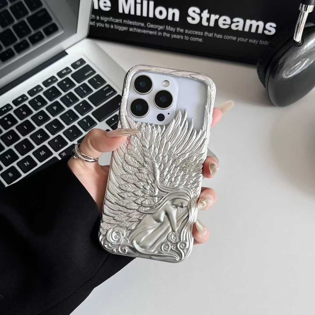 

Frosted Angel Wings Protective Case For IPhone 17 16 15 14 13 12 Pro Max Frosted Texture Anti-Fall Protective Case PC&iPhone 12 Pro Max