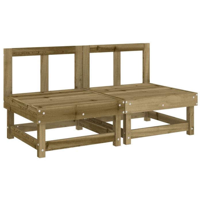 VidaXL Canapés centraux avec coussins 2 pcs bois de pin imprégné, canapé de jardin, siège de jardin, siège d'extérieur, 825463