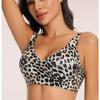 Reggiseno Donna Stampa Leopardo Senza Cuciture Wireless, Scollo Profondo a V Schiena a U Spalline Regolabili Comfort Quotidiano Senza Ferretto Lingerie