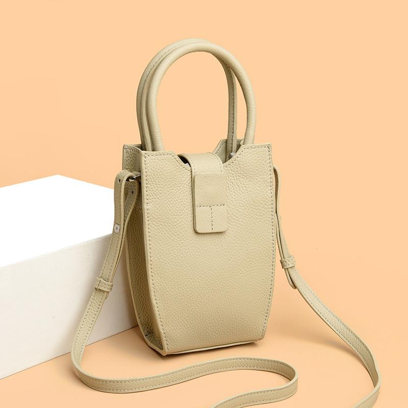 Leather women's bags, new trendy fashion handbags, high-end small bags, shoulder messenger bags, mobile phone bags.