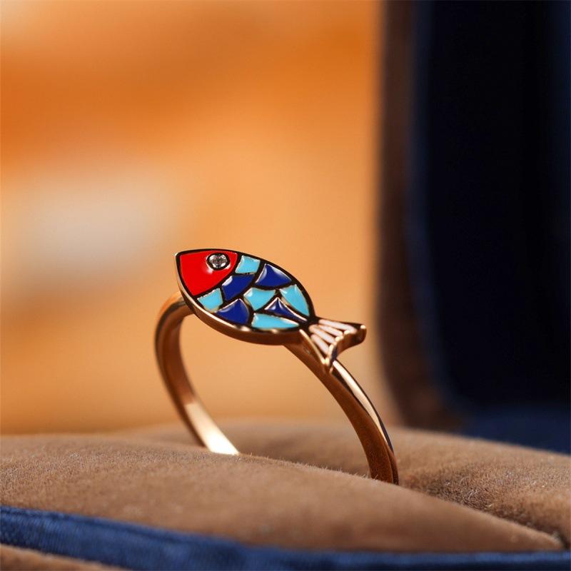 Wish fish shape ring simple personality niche elegant ring ring no. 6