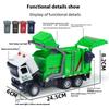 1/35 Urban Sanitation Vehicle Garbage Truck Model Metal Die Casting Engineering Vehicle Simulation Sound and Light Halloween Toy
