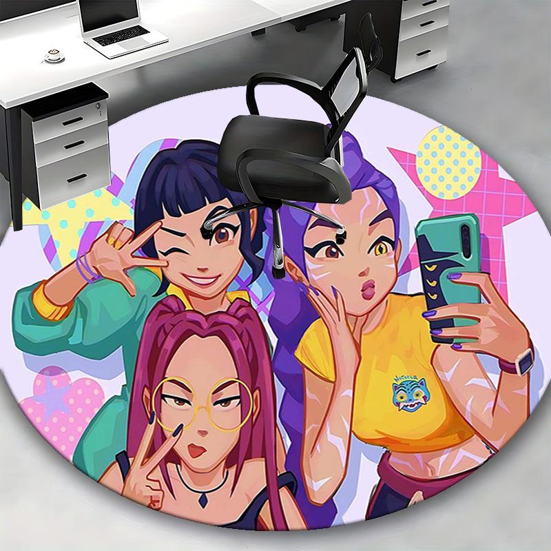 1 Stück Anime-Design Runder Teppich - Bürostuhlmatte, Rutschfester Teppich für Heimdekoration, Wohnzimmer, Schlafzimmer, Spielzimmer