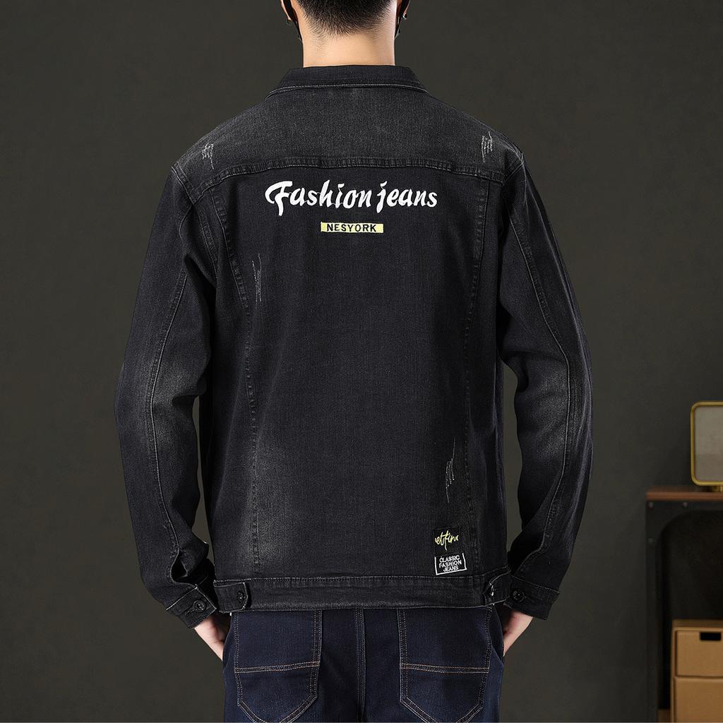Denim Jacket Men's Spring and Autumn Retro Embroidered Casual Jacket Couple Jacket
