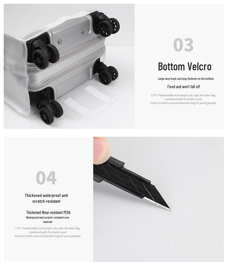 Thickened Transparent Travel Suitcase Cover: Waterproof, Dustproof, Scratch & Wear-Resistant for 20-30 inch Luggage