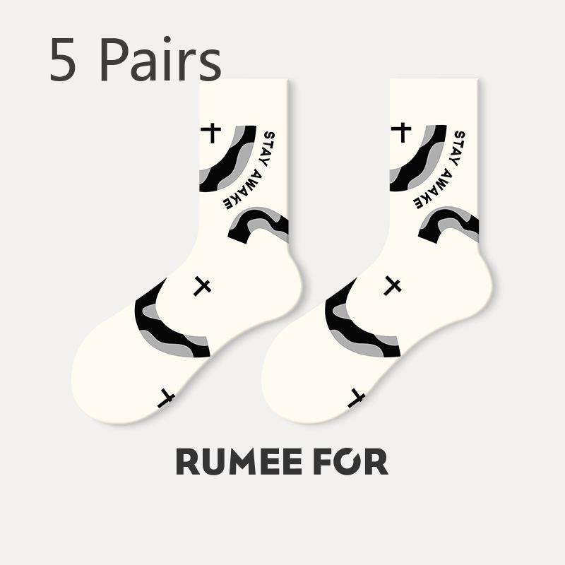 5 Pairs of Female Spring and Summer Personality Trend In Tube Socks