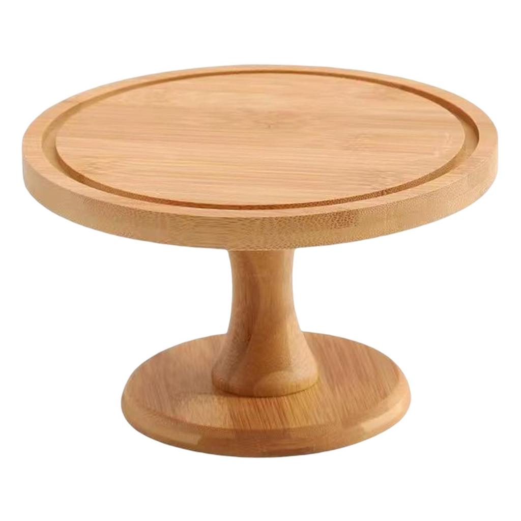 Bamboo Cake Dome Cover Appetizer Serving Tray Cheese Snacks Board Platter Round Birthday
