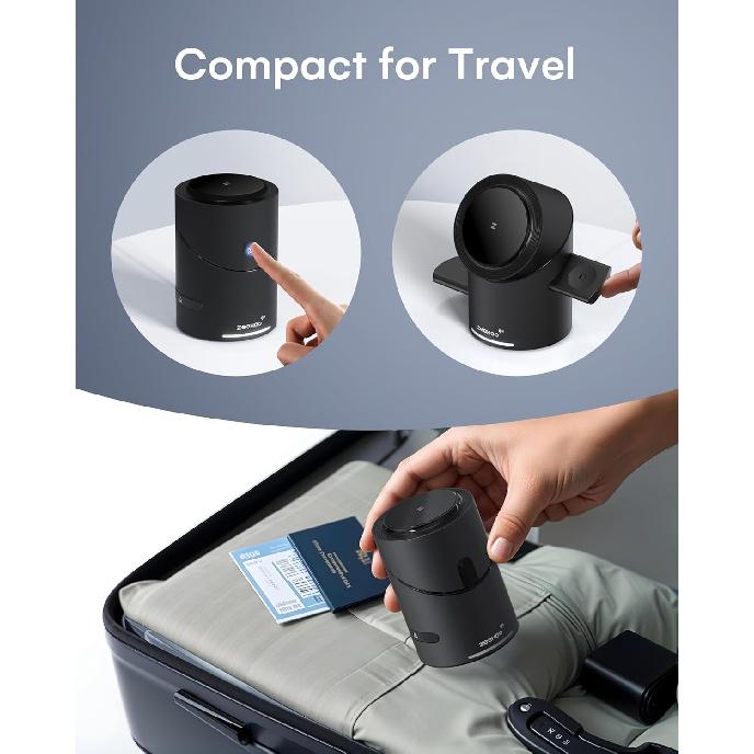 

Зарядная станция ZEEHOO 3 в 1 для устройств Apple, подставка для зарядки Mag-Safe, беспроводная зарядная станция Qi2 15 Вт с автоматическим вращением для iPhone 16/15/14/13/12 чёрный