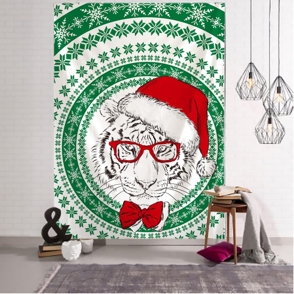 Christmas Woods Tapestry Wall Hanging Holiday Gift New Year Elk Snow Scene Psychedelic Witchcraft Home Decor