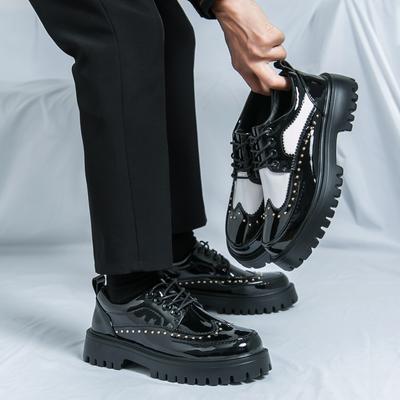 Men Elevator Shoes Platform Outdoor Laces Black Leather Oxford Wedding Dress Dance Business Formal Height Increase Tuxedo Prom Blazers Shoes for Man
