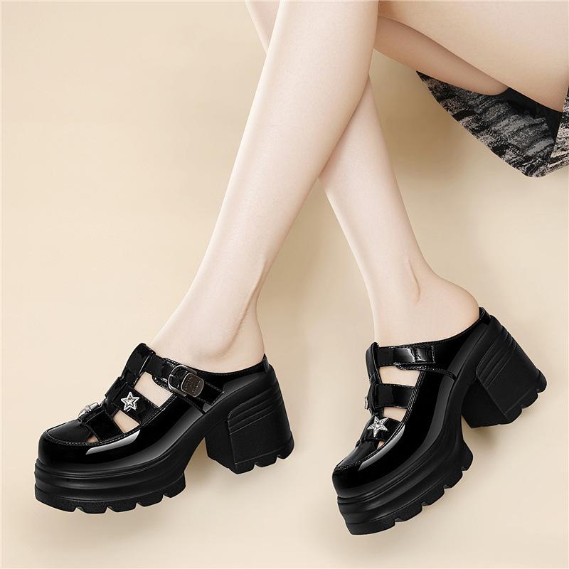 

Модные увеличивающие высоту сандалии на толстой подошве см сумка-носок летние повседневные туфли новый темперамент полые дышащие универсальные туфли женская обувь 34