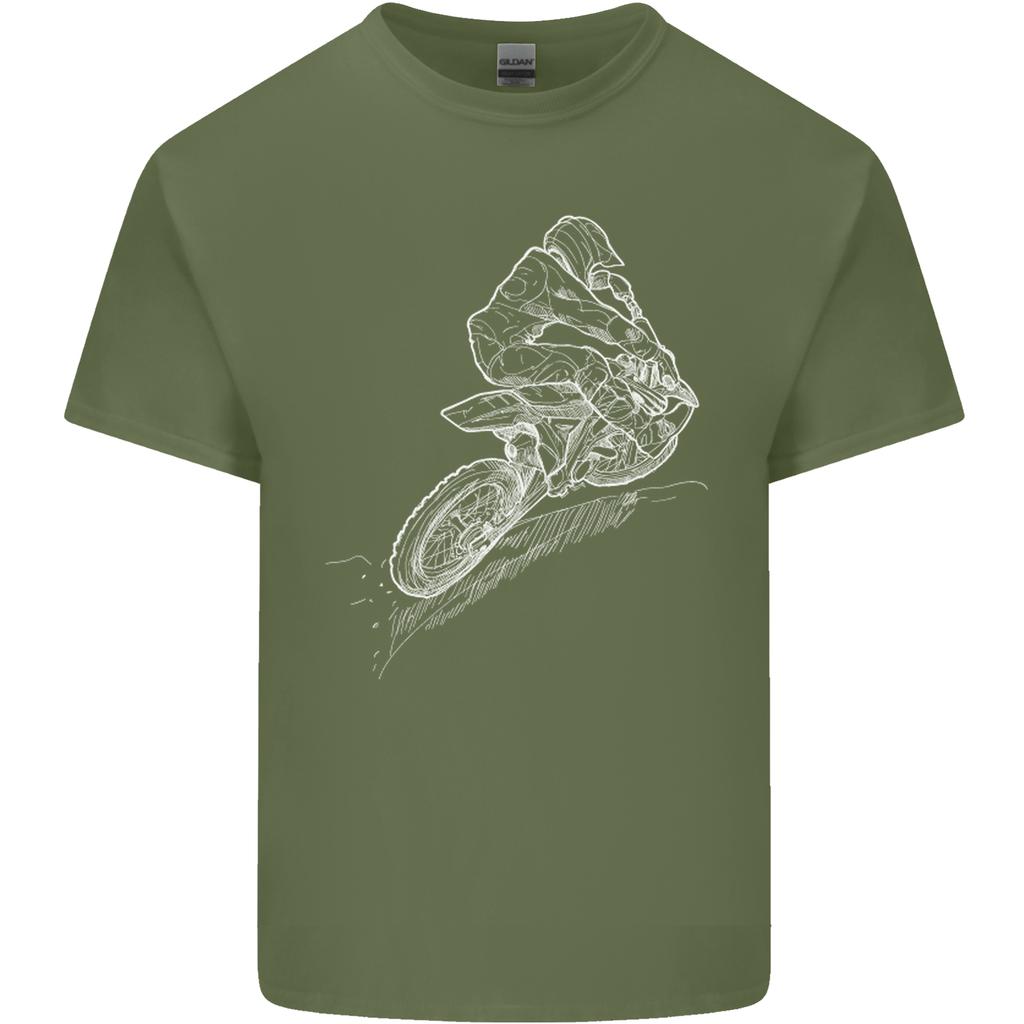 Motocross Rider Drawing Dirt Bike MotoX Unisexs Light Cotton TShirt