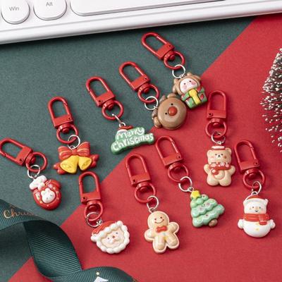 Çizgi Film Noel Baba Anahtarlık Reçine Zencefilli Adam Geyik Kardan Adam Kolye Uçları Çift Çanta Asma Süsü Noel Hediyesi