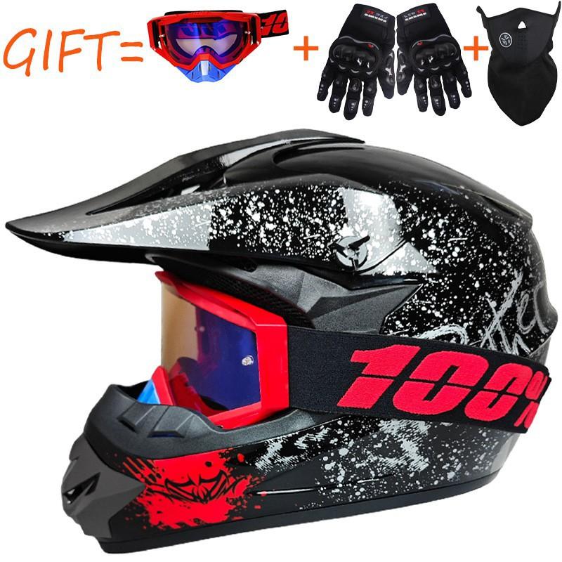 Equipped With 100% Goggles + Gloves Mask Off-road Helmet Mountain Biking Downhill Youth Go-kart
