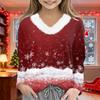 Christmas Day Girls Long Sleeve T Shirts Kids  Girls' V-Neck Tee Christmas Print Long Sleeve Top